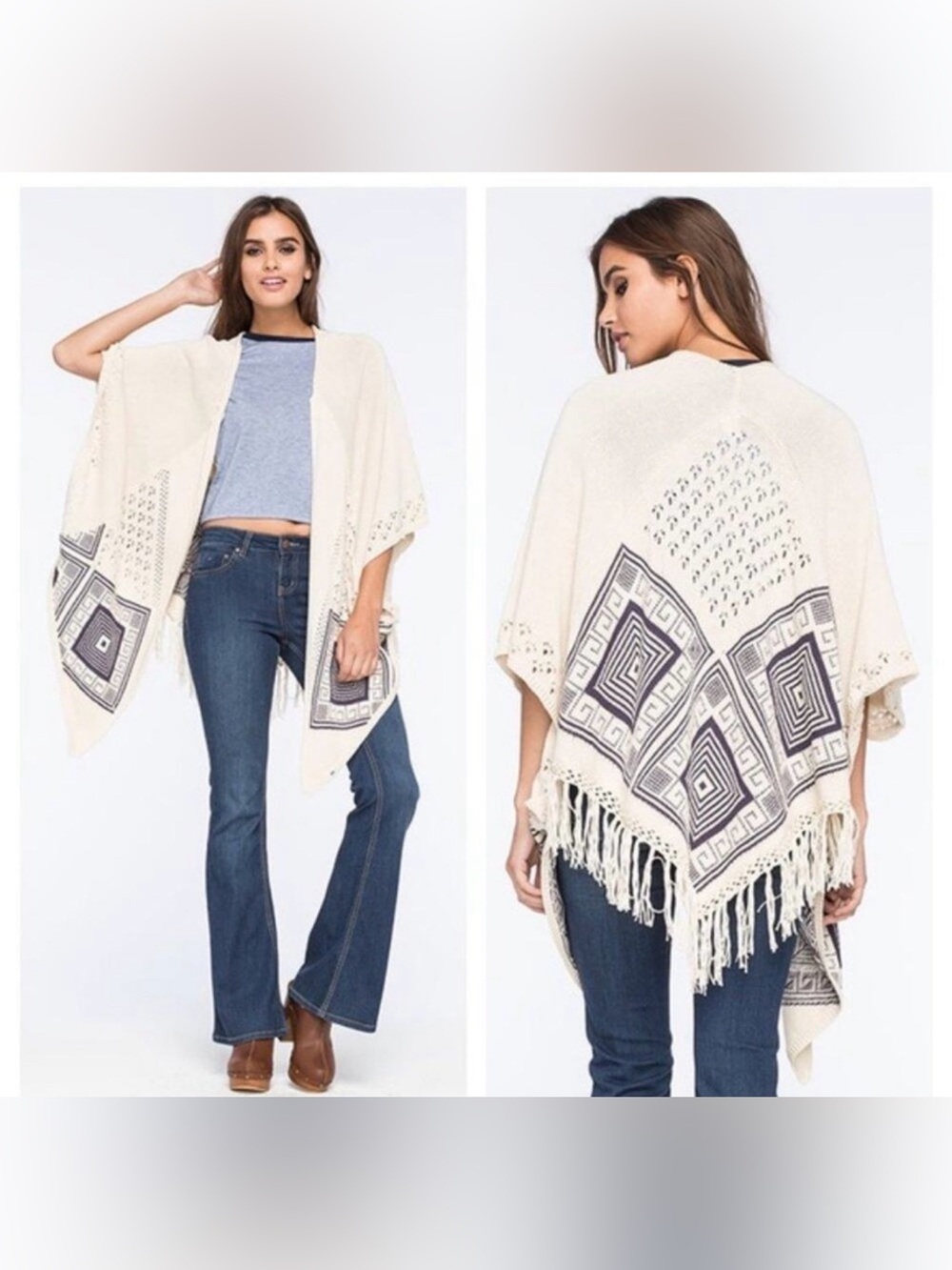 Rip Curl Wild Child Sweater Cardigan Kimono 100% Cotton Fringe One Size